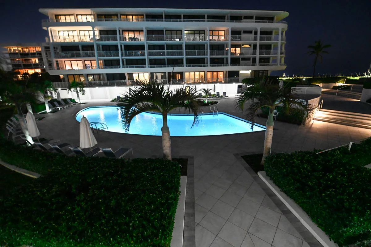 Finished condominium pool area at 2600 S Ocean Palm Beach
