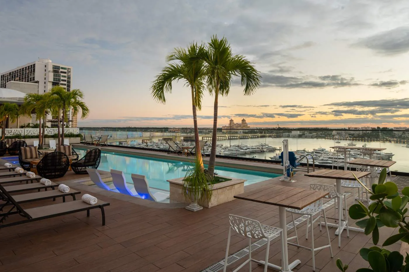 The Ben West Palm rooftop pool and waterfront amenity