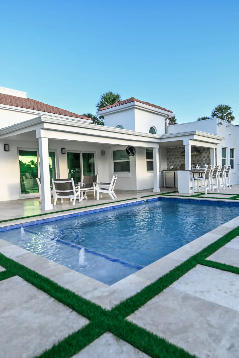Modern residential pool and patio