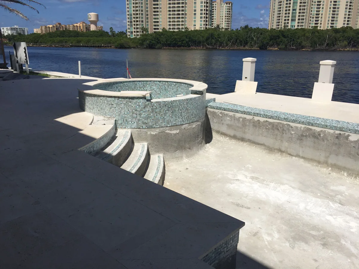 Pool tile and coping renovation detail